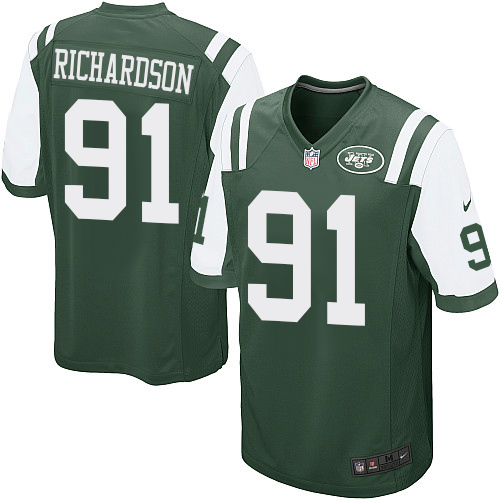Men's Game Sheldon Richardson Nike Jersey Green Home - #91 NFL New York Jets
